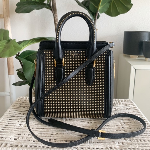 Alexander McQueen Leather Mini Heroine Black Gold Studded Tote - Picture 6 of 16